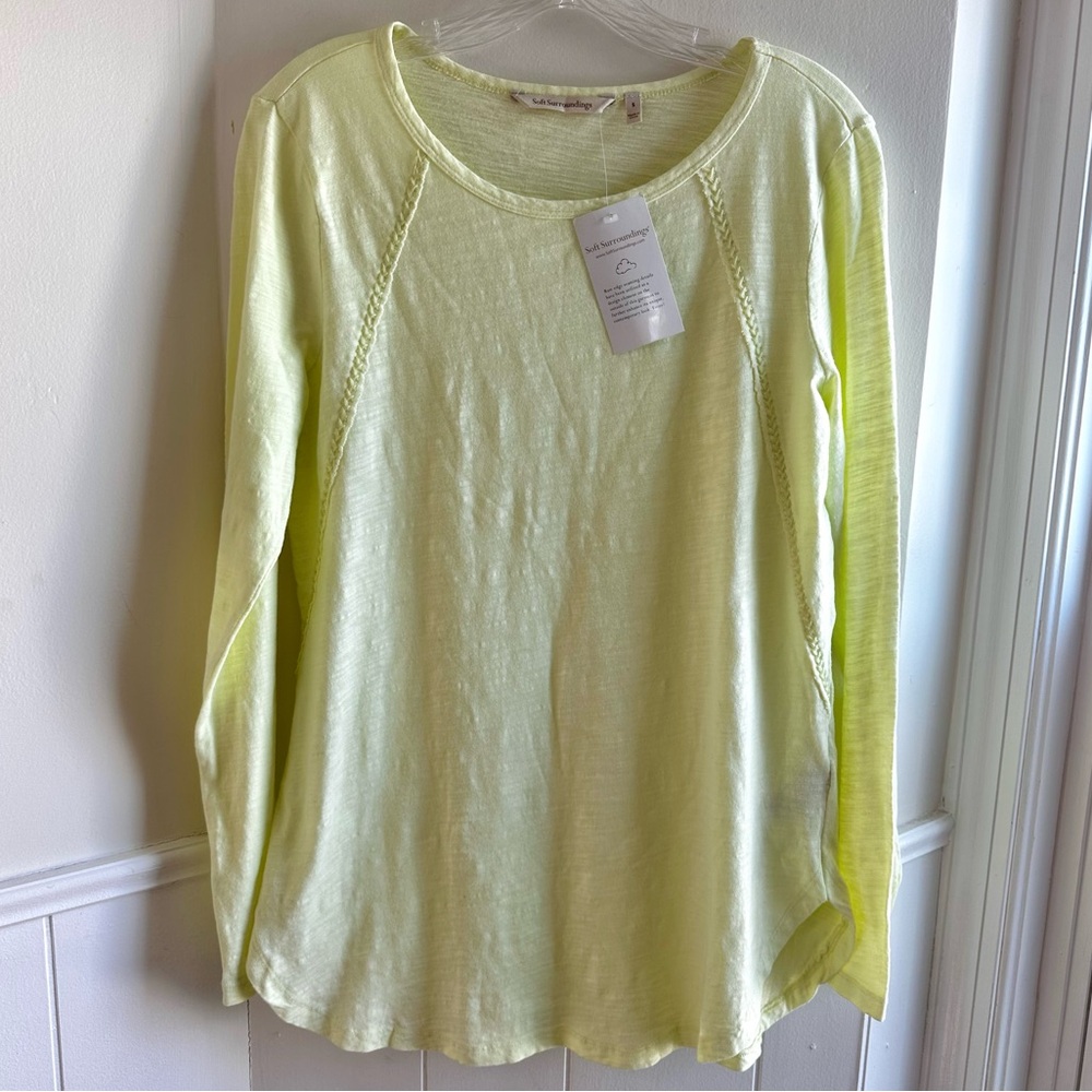 Soft Surroundings NWT Yellow 100% Cotton Long Sleeve Lightweight Tunic Size S
